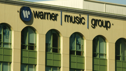 A building with the words "warner music group" written on it.