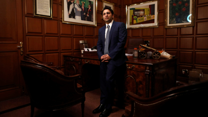 Adar Poonawalla, Chief Executive Officer (CEO) of the Serum Institute of India poses for a picture inside his office at the Serum Institute of India, in Pune