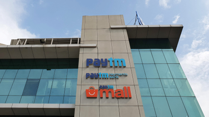 The headquarters for Paytm, India's leading digital payments firm, is pictured in Noida