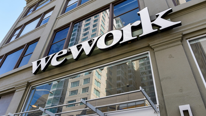 WeWork logo on an office in San Francisco