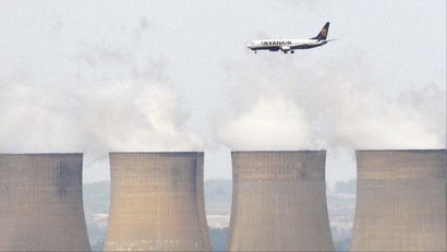 Ryanair flies over power station