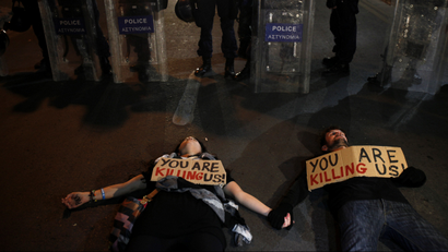 cyrpus euro financial crisis protestors