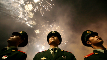 Chinese police at the Beijing Olympics opening ceremony