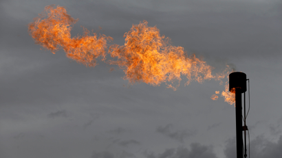 Natural gas flaring in Texas. The US gas industry is behind on methane regulations.
