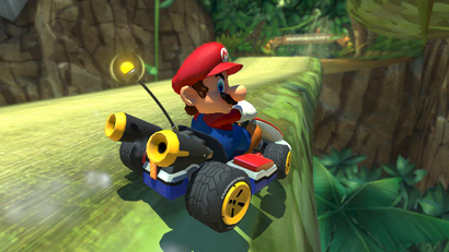 Super Mario in Mario Kart.