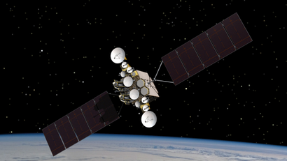 This artist rendering provided by the U.S. Air Force, shows the AEHF-1 satellite in orbit above the earth. Air Force ground controllers executed a delicate rescue to save the $1.7 billion military communications satellite that was stranded in the wrong orbit and at risk of blowing up