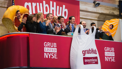 GrubHub on the New York Stock Exchange.