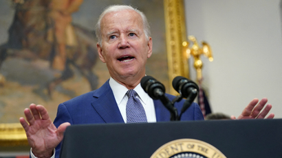 U.S. President Joe Biden speaks before signing an executive order.