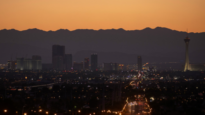 Las Vegas skyline at night.