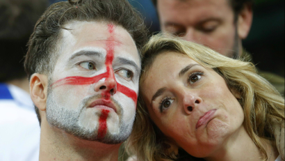 Two sad England fans at the World Cup