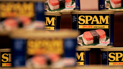 Cans of Hormel Foods Corp's Spam