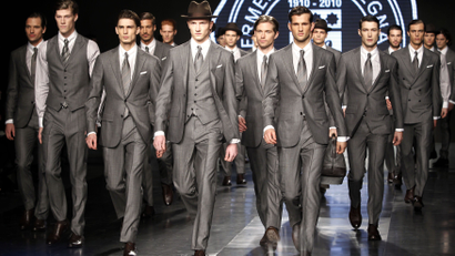 Models present creations as part of the Ermenegildo Zegna Fall/Winter 2010/11 Men's collection during Milan Fashion Week January 16, 2010.