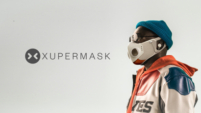 An advertisement with will.i.am wearing the Xupermask