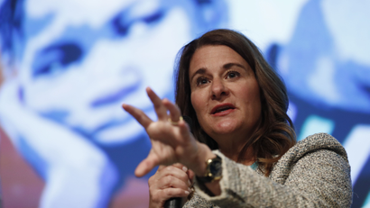 Melinda Gates speaks during the "Generation Now Investing in Adolescents Today to Shape the Works of Tomorrow" panel at the 2017 World Bank Group Spring Meetings in Washington, Thursday, April 20, 2017. The leaders of the International Monetary Fund and the World Bank begin their spring meetings with the mission of strengthening a gradually improving global economy while facing resistance to free trade and political unrest in some countries. (AP Photo/Carolyn Kaster)