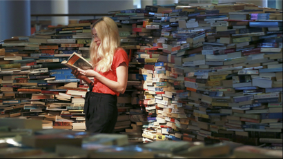 woman with books