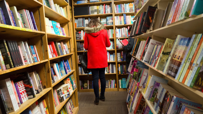 person in a bookstore