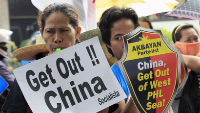 Protesters against South China sea projects