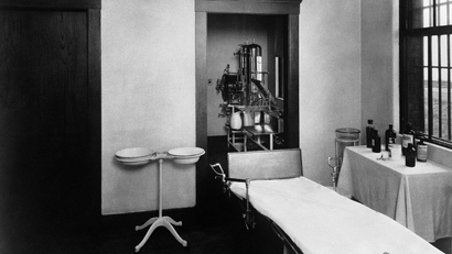 Sterilization room seen in the background