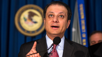Preet Bharara, U.S. Attorney for the Southern District of New York discusses charges being brought against the debt settlement company Mission Settlement Agency, at a news conference in New York, May 7, 2013.