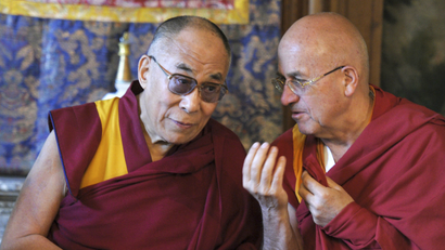 dalai lama and monk