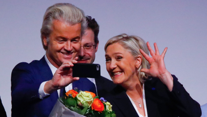 France's National Front leader Marine Le Pen and Netherlands' Party for Freedom (PVV) leader Geert Wilders