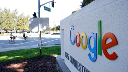 This Oct. 20, 2015 photo shows signage outside Google headquarters in Mountain View, Calif. (AP Photo/Marcio Jose Sanchez)