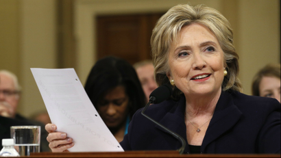 Democratic presidential candidate Hillary Clinton testifies before the House Select Committee on Benghazi, on Capitol Hill in Washington October 22, 2015.
