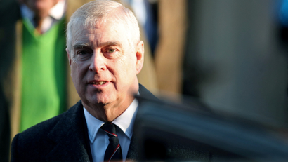 A close-up of Britain's Prince Andrew, pictured in a suit and tie.
