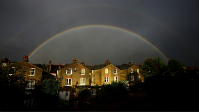 Rainbows over terrace houses in South London