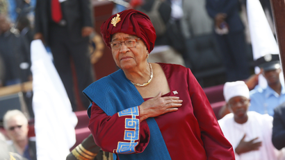 Outgoing President Ellen Johnson Sirleaf arrives for the inauguration of president elect George Weah at the Samuel Kanyon Doe stadium in Monrovia, Liberia, 22 January 2018 (issued 23 January 2018). The inauguration of President-elect George Weah held at a sports stadium is the first ever in the history of Liberia. Weah is the world's first football star to be democratically elected President. Weah will be sworn in as president on 22 January, to succeed incumbent President, and Africa's first female democratically elected President, Ellen Johnson Sirleaf, who concludes her second and final term in office.
