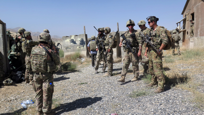 US military advisers from the 1st Security Force Assistance Brigade at an Afghan National Army base in Maidan Wardak province