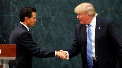 Donald Trump and Enrique Pena-Nieto in Mexico, where a wall was not discussed