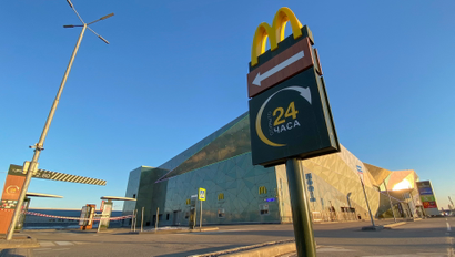 A closed McDonald's restaurant is seen in Moscow region.