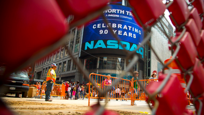 A construction site in front of Nasdaq