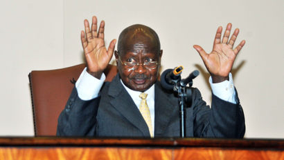 A file picture dated 24 February 2014 shows Ugandan President Yoweri Museveni signing the anti-gay legislation in Entebbe, Uganda. Uganda's Constitutional Court on 01 August 2014 annulled an anti-gay bill passed by parliament that introduced lengthy prison sentences for people who engage in homosexual acts. The judges ruled in favour of a group of activists who argued that parliament did not have a quorum when it passed the bill in December. Since the law was passed, Ugandan homosexuals had been facing arbitrary arrests, police abuse and extortion