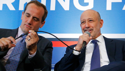 Shake Shack CEO Garutti and Goldman Sachs Group, Inc. Chairman and CEO Blankfein participate in a panel discussion during the White House Summit on Working Families in Washington