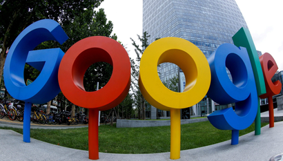 Google logo on signs outside office in Beijing