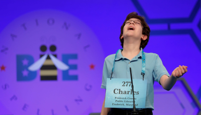 Charles Millard of Frederick, Maryland, misspells a word during the Scripps National Spelling Bee at National Harbor in Maryland, U.S. May 29, 2018.
