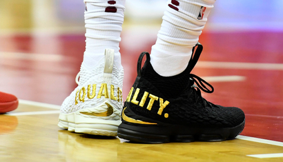 Dec 17, 2017; Washington, DC, USA; Cleveland Cavaliers forward LeBron James (23) wears Equality shoes against the Washington Wizards during the first half at Capital One Arena. Mandatory Credit: Brad Mills-USA TODAY Sports TPX IMAGES OF THE DAY - RC1BECCEF630