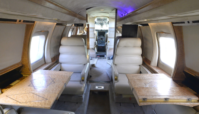 The inside of a luxury Jetstar private jet