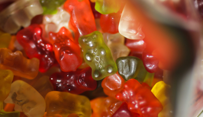 a close-up of gummy bear candies