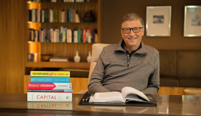 Bill Gates with his five favorite books of 2014.