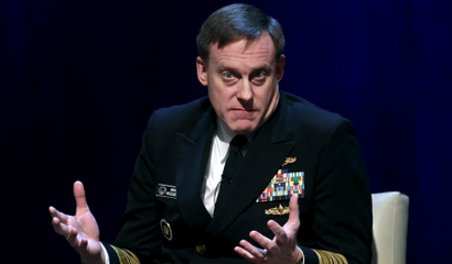 Admiral Michael Rogers, director of U.S. National Security Agency (NSA), takes part in a conference on national security titled "The Ethos and Profession of Intelligence" in Washington