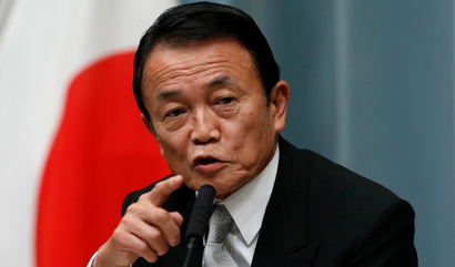 Taro Aso speaks at the prime minister's official residence in Tokyo, Wednesday, Dec. 26, 2012.