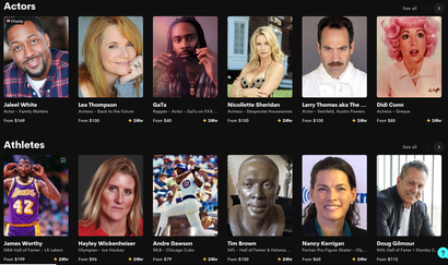 A portion of a "featured" grid from Cameo's homepage.