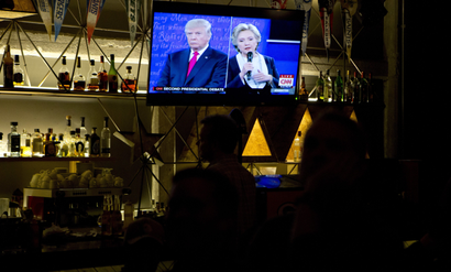 Donald Trump and Hillary Clinton debate on TV