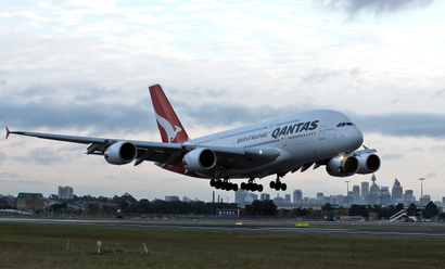 A Qantas jet landing