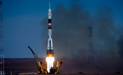 The Soyuz-FG rocket booster with Soyuz MS-10 space ship carrying a new crew to the International Space Station, ISS, blasts off at the Russian leased Baikonur cosmodrome, Kazakhstan, Thursday, Oct. 11, 2018. Two astronauts from the U.S. and Russia are making an emergency landing after a Russian booster rocket carrying them into orbit to the International Space Station has failed after launch.
