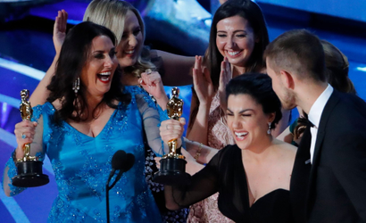 91st Academy Awards - Oscars Show - Hollywood, Los Angeles, California, U.S., February 24, 2019. Rayka Zehtabchi and Melissa Berton accept the Best Documentary Short Subject award for "Period. End Of Sentence."