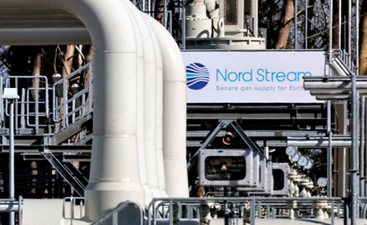 A picture shows gas pipes from Nord Stream.